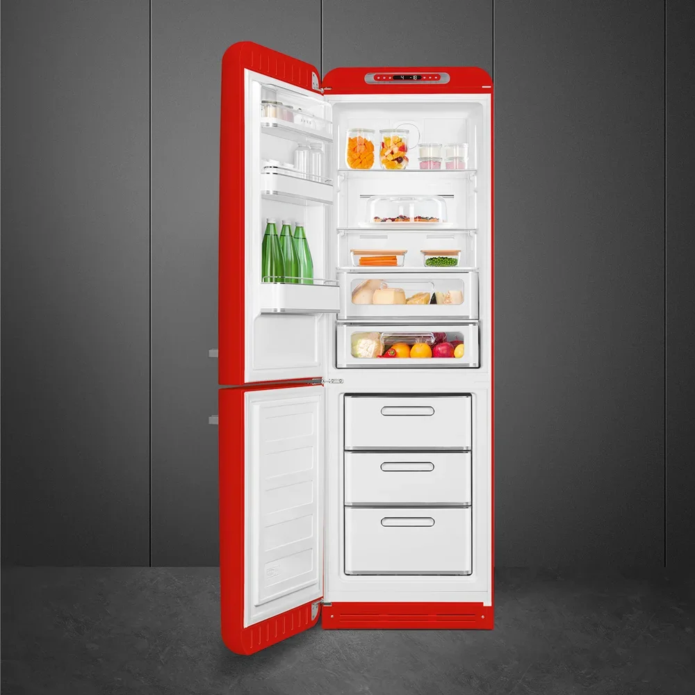 SMEG FAB32LRD6 Отдельностоящий двухдверный холодильник, стиль 50-х годов, 60 см, красный, No-frost, 